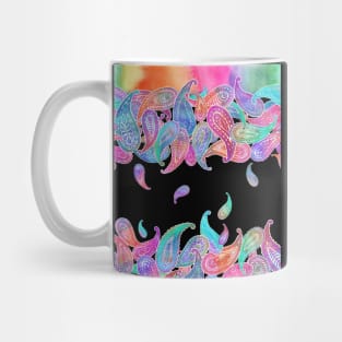 Rainbow Paisley Rain on White Mug